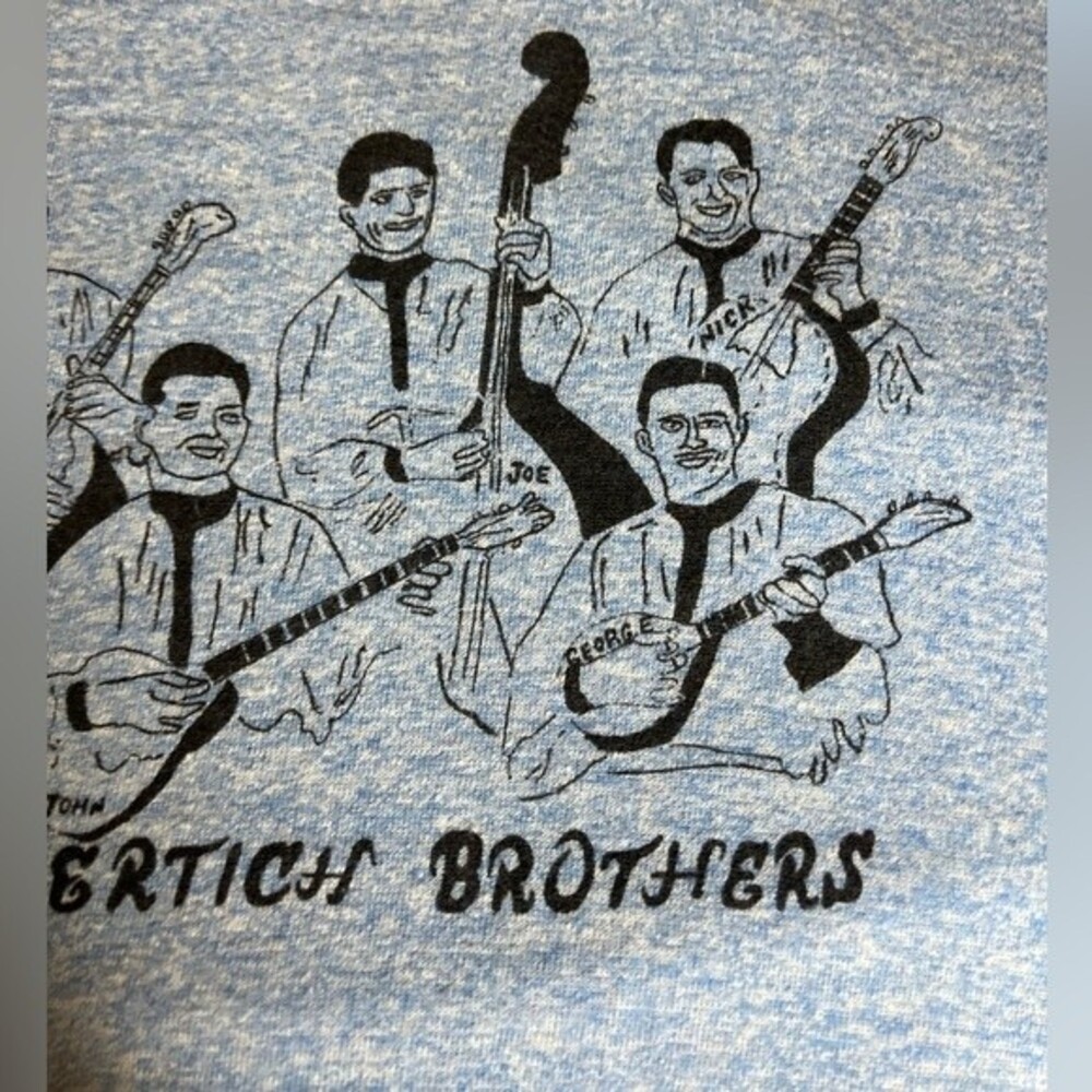 VINTAGE The Skertich Brothers  t shirt Size XL Russell Athletic Blue - Picture 4 of 16